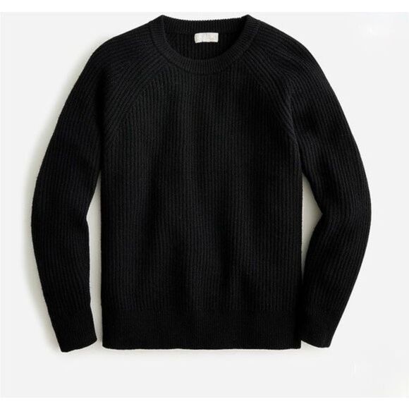 J.Crew Ribbed cashmere oversized crewneck sweater size XXS Black - Picture 1 of 10